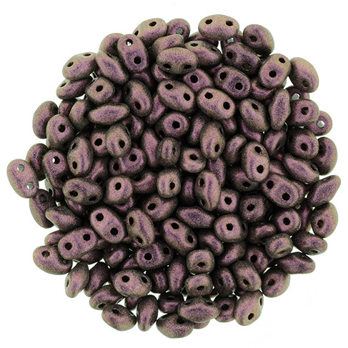 MiniDuo 2x4mm 2-Hole Czech Glass Beads POLYCHROME PINK OLIVE